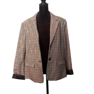 Nine West Plaid Blazer- 2 Buttons with Pockets